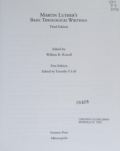 [9780800698836] Martin Luther's basic theological writings